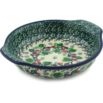 Polish Pottery Round Baker with Handles 7&quot; Berry Garland