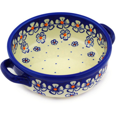 Polish Pottery Round Baker with Handles 7&quot;