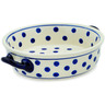 Polish Pottery Round Baker with Handles 7&quot; Polka Dot