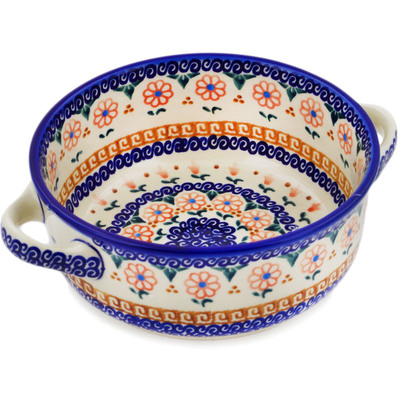 Polish Pottery Round Baker with Handles 8&quot; Amarillo