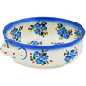 Polish Pottery Round Baker with Handles 8&quot; Blue Bunches UNIKAT
