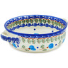 Polish Pottery Round Baker with Handles 8&quot; Blue Pansy
