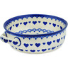 Polish Pottery Round Baker with Handles 8&quot; Blue Valentine