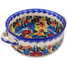Polish Pottery Round Baker with Handles 8&quot; Bold Poppies UNIKAT