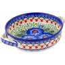 Polish Pottery Round Baker with Handles 8&quot; Brilliant Butterfly Popp UNIKAT