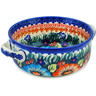 Polish Pottery Round Baker with Handles 8&quot; Butterfly Splendor UNIKAT