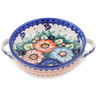 Polish Pottery Round Baker with Handles 8&quot; Butterfly Splendor UNIKAT