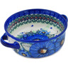 Polish Pottery Round Baker with Handles 8&quot; Cobalt Petal Parade UNIKAT