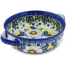 Polish Pottery Round Baker with Handles 8&quot; Floral Fantasy UNIKAT