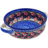 Polish Pottery Round Baker with Handles 8&quot; Front Porch Blooms