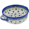 Polish Pottery Round Baker with Handles 8&quot; Lucky Clovers