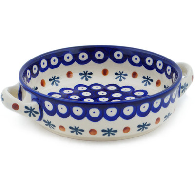 Polish Pottery Round Baker with Handles 8&quot; Mosquito
