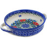 Polish Pottery Round Baker with Handles 8&quot; Open Fields