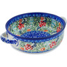 Polish Pottery Round Baker with Handles 8&quot; Rose Garden UNIKAT