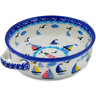 Polish Pottery Round Baker with Handles 8&quot; Sea Sights UNIKAT