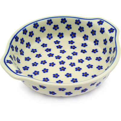 Polish Pottery Round Baker with Handles 9&quot; Daisy Dots