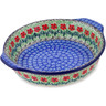 Polish Pottery Round Baker with Handles 9&quot; Maraschino