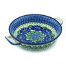 Polish Pottery Round Baker with Handles Medium Blue Bliss