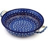 Polish Pottery Round Baker with Handles Medium Blue Horizons