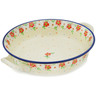 Polish Pottery Round Baker with Handles Medium Blushing Blooms