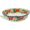 Polish Pottery Round Baker with Handles Medium Christmas Flower UNIKAT