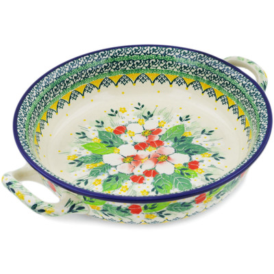Polish Pottery Round Baker with Handles Medium Country Boutique UNIKAT
