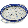 Polish Pottery Round Baker with Handles Medium Dancing Dachshunds