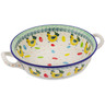 Polish Pottery Round Baker with Handles Medium Egg Hunt