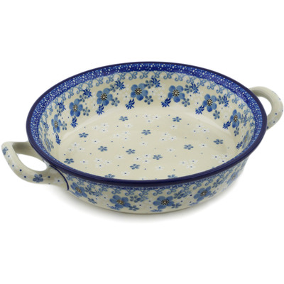 Polish Pottery Round Baker with Handles Medium Falling Florals