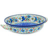 Polish Pottery Round Baker with Handles Medium Flower Crown UNIKAT