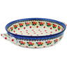 Polish Pottery Round Baker with Handles Medium Garden Party