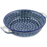 Polish Pottery Round Baker with Handles Medium
