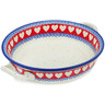 Polish Pottery Round Baker with Handles Medium Love Struck