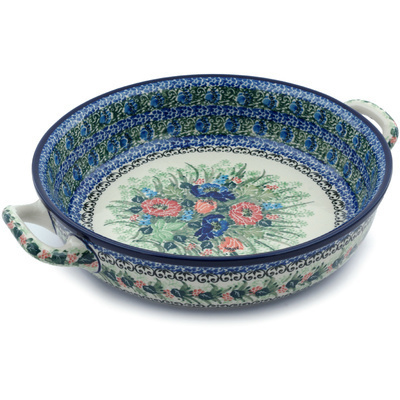 Polish Pottery Round Baker with Handles Medium Mother&#039;s Boutique UNIKAT