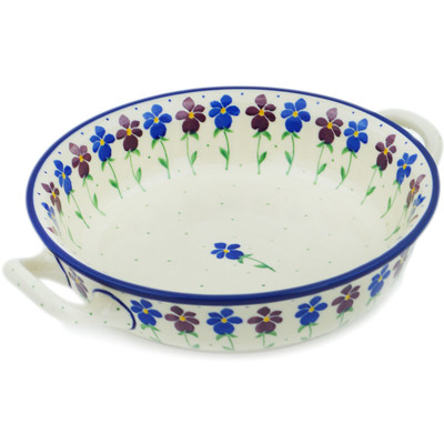 Polish Pottery Round Baker with Handles Medium Petrichor