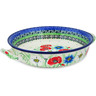 Polish Pottery Round Baker with Handles Medium Polish Wildflowers UNIKAT