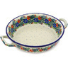 Polish Pottery Round Baker with Handles Medium Polish Wreath