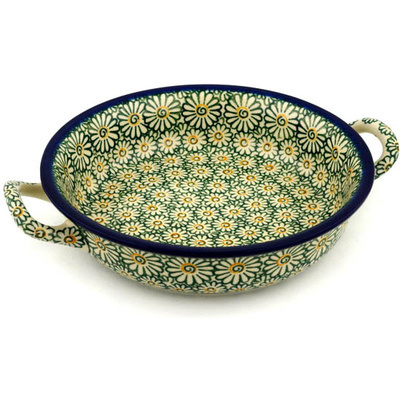 Polish Pottery Round Baker with Handles Medium Spring Fling