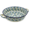 Polish Pottery Round Baker with Handles Medium Summer Wind
