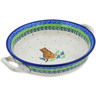 Polish Pottery Round Baker with Handles Medium Tiger Kingdom