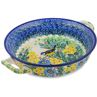 Polish Pottery Round Baker with Handles Medium UNIKAT