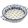 Polish Pottery Round Baker with Handles Medium Winter Deer