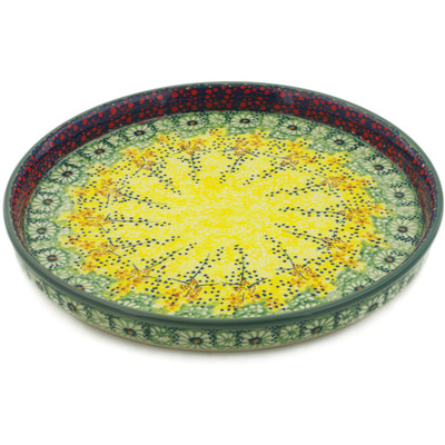 Polish Pottery Round Platter 10&quot; Sunshine Grotto UNIKAT