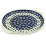 Polish Pottery Round Platter with Handles 13&quot; Peacock Leaves