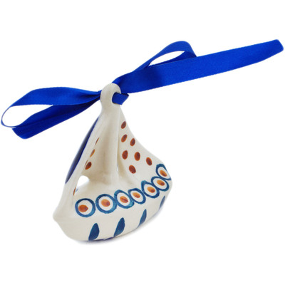 Polish Pottery Sailboat Ornament 3&quot; Peacock