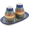 Polish Pottery Salt and Pepper 3-Piece Set Grecian Sea