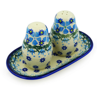 Polish Pottery Salt and Pepper 3-Piece Set