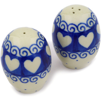 Polish Pottery Salt and Pepper Set 2&quot; Light Hearted