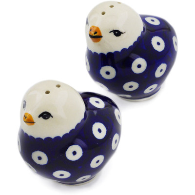 Polish Pottery Salt and Pepper Set 2&quot; Peacock Eyes