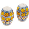 Polish Pottery Salt and Pepper Set 2&quot; Popcorn Daisies UNIKAT